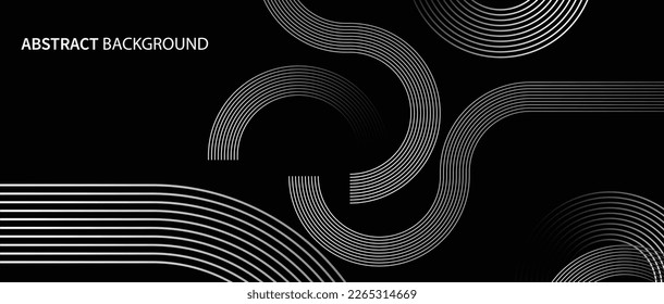 Abstract glowing circle lines on dark background. Futuristic technology concept. Horizontal banner template. Suit for poster, cover, banner, brochure, website