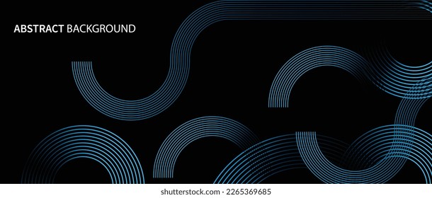 Abstract glowing circle lines on dark background. Futuristic technology concept. Horizontal banner template. Suit for poster, cover, banner, brochure, website