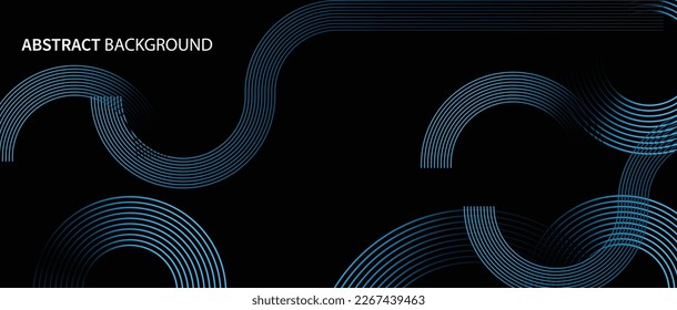 Abstrakte, leuchtende Kreislinien auf dunklem Hintergrund. Futuristisches Technologiekonzept. Horizontale Banner-Vorlage. Anzug für Plakat, Cover, Banner, Broschüre, einzigartig