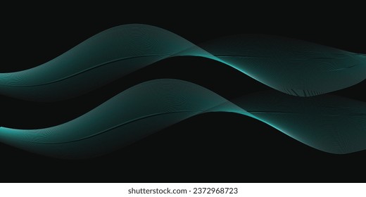 Abstract glowing circle lines on dark blue background. Geometric stripe line art design
