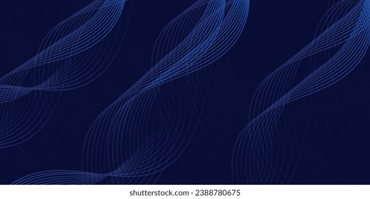 Abstract glowing circle lines on dark blue background. Geometric stripe line art design. Modern shiny blue lines. Futuristic technology concept.