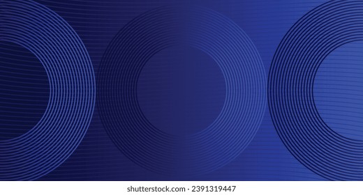 Abstract glowing circle lines on dark blue background. Geometric stripe line art design. Modern shiny blue lines. Futuristic technology concept. Suit for poster, cover, banner, brochure, website arts