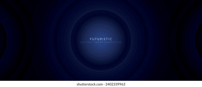 Resumen de líneas redondeadas brillantes sobre fondo azul oscuro. Diseño de líneas de rayas geométricas. Líneas azules brillantes modernas. Concepto de tecnología futurista. Cartel, portada, banner, folleto, sitio web

