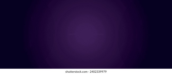 Resumen de líneas redondeadas brillantes sobre fondo morado oscuro. Diseño de líneas de rayas geométricas. Líneas violetas brillantes modernas. Concepto de tecnología futurista. Cartel, portada, banner, folleto, sitio web

