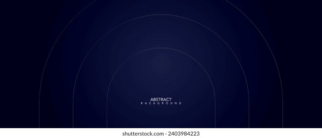 Resumen de líneas redondeadas brillantes sobre fondo azul oscuro. Diseño de líneas de rayas geométricas. Líneas azules brillantes modernas. Concepto de tecnología futurista. Cartel, portada, banner, folleto, sitio web

