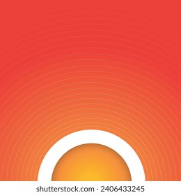 Abstract glowing circle lines on Orange background. Geometric stripe Circle art design. Modern shiny Orange lines. Futuristic technology concept. Suit for poster, cover, banner, brochure, website
