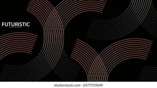 abstract glowing circle lines on dark background. elegant circle shape design. round lines abstract futuristic tech background. Vector digital art banner design