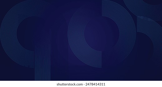 Abstract glowing circle lines on dark blue background. Geometric stripe line art design. Modern shiny blue lines. Futuristic technology concept. Suit for poster, cover, banner vector  line circle 