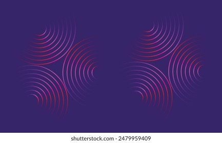 Abstract glowing circle lines on dark grape background. Geometric stripe line art design. Modern shiny blue lines. Futuristic technology concept. Suit for poster, cover, banner, brochure, website