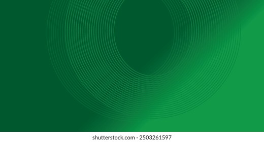 Líneas circulares brillantes Abstractas sobre fondo verde. Diseño geométrico del arte de la línea de la raya