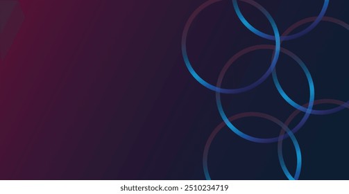 abstract glowing circle lines on dark background. elegant circle shape design. round lines abstract futuristic tech background. Vector digital art banner design