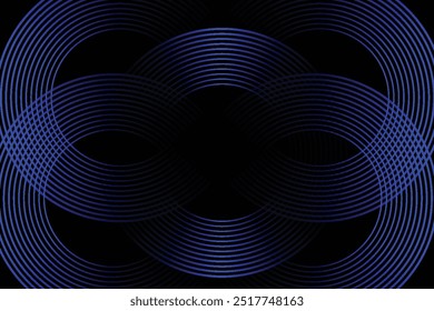 Abstract glowing circle lines on black background. Geometric stripe line art design. Modern shiny Futuristic technology concept.