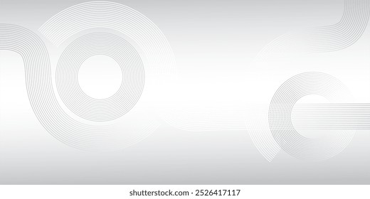Abstractas líneas circulares brillantes sobre fondo blanco. Diseño de arte de línea blanca de raya geométrica