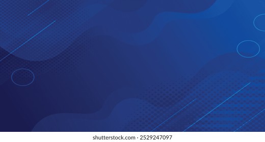 Abstractas líneas circulares brillantes sobre fondo azul oscuro.