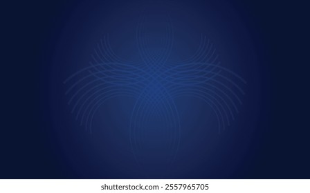 Abstract glowing circle lines on dark blue background. Geometric stripe line art design. Modern shiny blue lines. Futuristic technology concept. Suit for poster, cover, banner,