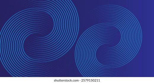 Abstract glowing circle lines on dark blue background. 