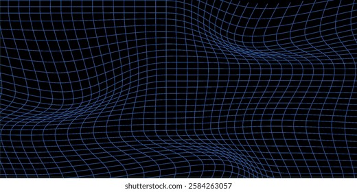 Abstract glowing circle lines on dark blue background. Geometric stripe line art design.