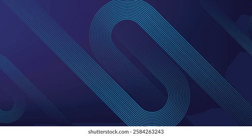 Abstract glowing circle lines on dark blue background. Geometric stripe line art design. Modern shiny blue lines. Futuristic technology concept. Suit for poster, cover, banner, brochure, website
