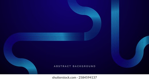 Abstract glowing circle lines on dark blue background. Geometric stripe line art design. Modern shiny blue lines. Futuristic technology concept. 