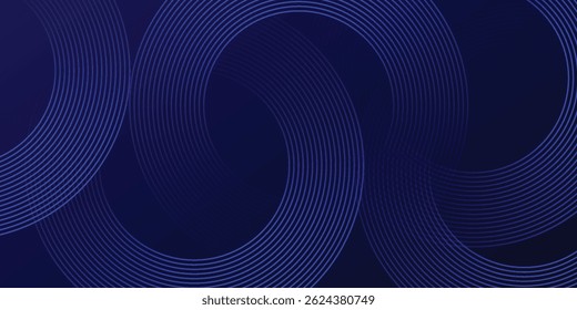 Abstract glowing circle lines on dark blue background. Geometric stripe line art design. Modern shiny blue lines. Futuristic technology concept. vector eps10