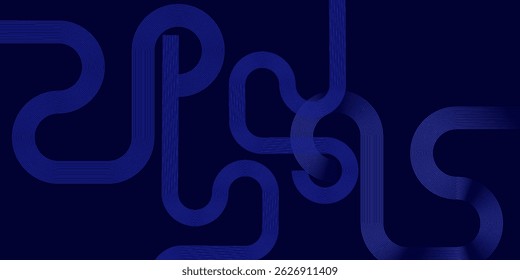 Abstract glowing circle lines on dark blue background. Geometric strip line art design. Modern shiny blue lines.