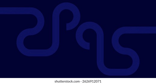 Abstract glowing circle lines on dark blue background. Geometric strip line art design. Modern shiny blue lines.