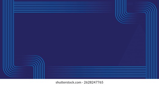 Abstract glowing circle lines on dark blue background. Geometric stripe line art design. Modern shiny blue lines. Futuristic technology concept. Suit for presentation, cover, banner, dark blue