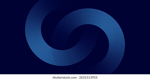 Abstract glowing circle lines on dark blue background. Geometric stripe line art design. Modern shiny blue lines. Futuristic technology concept. Suit 