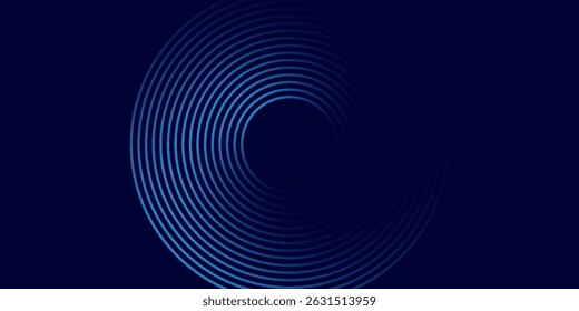 Abstract glowing circle lines on dark blue background. Geometric stripe line art design. Modern shiny blue lines. Futuristic technology concept. Suit good