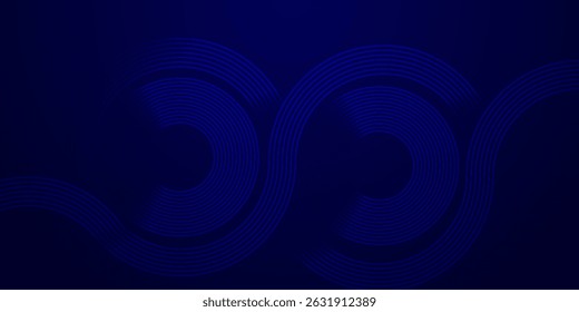 Abstract glowing circle lines on dark blue background. Geometric stripe line art design. Modern shiny blue lines. Futuristic technology concept. eps 10