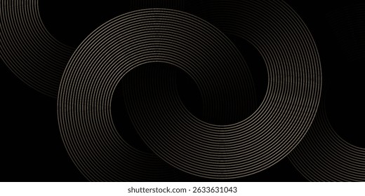 Abstract glowing circle lines on dark background. Futuristic technology concept. Horizontal banner template. Suit for poster, cover, banner, brochure, website