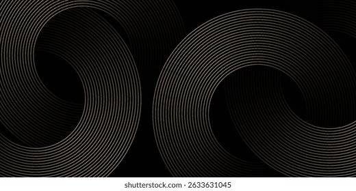 Abstract glowing circle lines on dark background. Futuristic technology concept. Horizontal banner template. Suit for poster, cover, banner, brochure, website