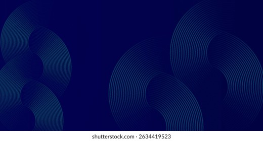 Abstract glowing circle lines on dark blue background. Geometric stripe line art design. Modern shiny blue lines. simple modern nice