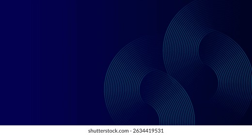 Abstract glowing circle lines on dark blue background. Geometric stripe line art design. Modern shiny blue lines. simple modern