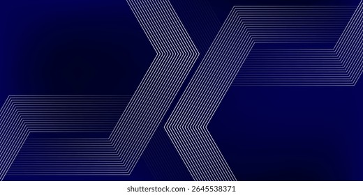 Abstractas líneas circulares brillantes sobre fondo azul oscuro. Diseño geométrico del arte de la línea de la raya. Líneas azules brillantes modernas. Concepto de tecnología futurista. Traje para el cartel, cubierta, Anuncio, folleto, Sitio web
