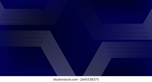 Abstract glowing circle lines on dark blue background. Geometric stripe line art design. Modern shiny blue lines. Futuristic technology concept. Suit for poster, cover, banner, brochure, website
