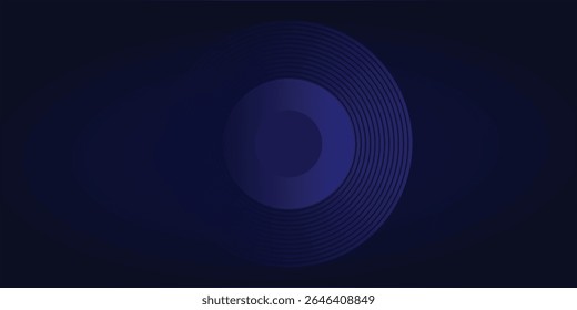 Abstractas líneas circulares brillantes sobre fondo azul oscuro. Diseño geométrico del arte de la línea de la raya. Líneas azules brillantes modernas. Concepto de tecnología futurista. Traje para el cartel, cubierta, Anuncio, folleto, Sitio web