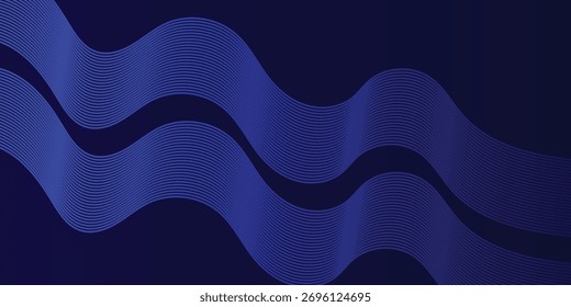 Abstractas líneas circulares brillantes sobre fondo azul oscuro. Diseño geométrico del arte de la línea de la raya. Tecnología futurista Concepto de fondo de Anuncio simple y de moda. 
