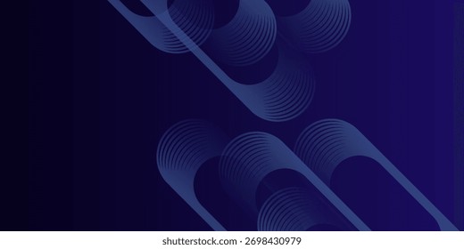 Abstrakte leuchtende Kreislinien auf dunkelblauem Hintergrund. Geometrisches Linien-Design. Futuristisches Technologiekonzept. Moderne funkelnde blaue Linien.