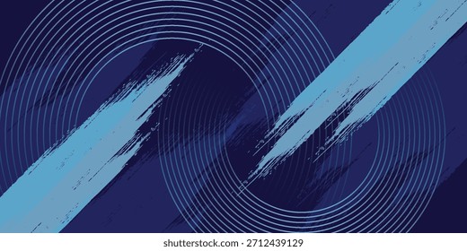 Abstractas líneas circulares brillantes sobre fondo azul oscuro. Diseño geométrico del arte de la línea de la raya. Líneas azules brillantes modernas. Concepto de tecnología futurista. Traje para el cartel, cubierta, Anuncio, folleto, Sitio web