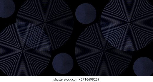Abstractas líneas circulares brillantes sobre fondo azul oscuro. Diseño geométrico del arte de la línea de la raya. Líneas azules brillantes modernas. Concepto de tecnología futurista. Traje para el cartel, cubierta, Anuncio, folleto, Sitio web

