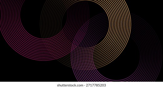 Abstract glowing circle lines on black background. Geometric stripe line art design. Modern shiny red lines. Futuristic technology concept. Suit for poster, cover, banner, brochure, website