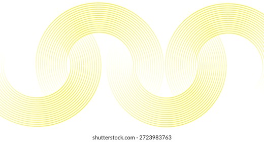 Abstractas líneas circulares brillantes sobre un fondo amarillo oscuro. Diseño de arte de línea geométrica. Modernas líneas amarillas brillantes. Concepto de tecnología futurista. Adecuado para carteles, cubiertas, Anuncios, folletos y Sitios web.