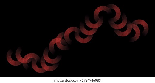Linhas de círculo brilhantes abstratas em plano de fundo preto. Projeto de arte de linha de faixa geométrica. Modernas linhas vermelhas brilhantes. Conceito de tecnologia futurista. Terno para cartaz, capa, banner, brochura, site
