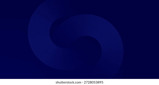 Líneas circulares brillantes abstractas sobre fondo azul oscuro. diseño geométrico de la línea de la raya. líneas azules brillantes modernas. simple moderno nice.eps.10.