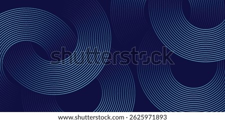 Abstract glowing circle lines on dark blue background. Geometric stripe line art design. Modern shiny blue lines. Futuristic technology concept. Suit for poster, cover, banner, brochure, website