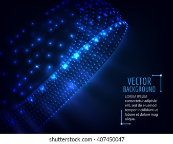 Abstract glowing circle on dark background. Round abstract lights composition. Vector design background.