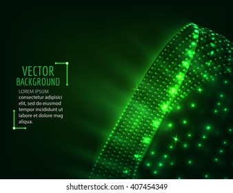 Abstract glowing circle on dark background. Round abstract lights composition. Vector design background.