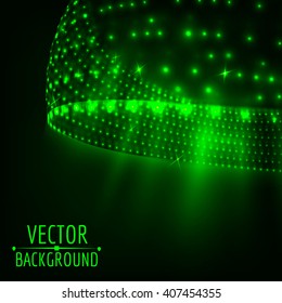 Abstract glowing circle on dark background. Round abstract lights composition. Vector design background.