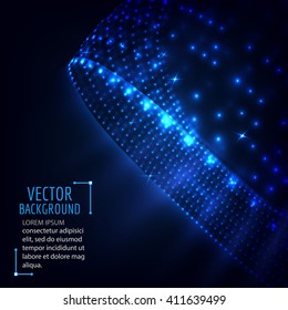 Abstract glowing circle on dark background. Round abstract lights composition. Vector design background.